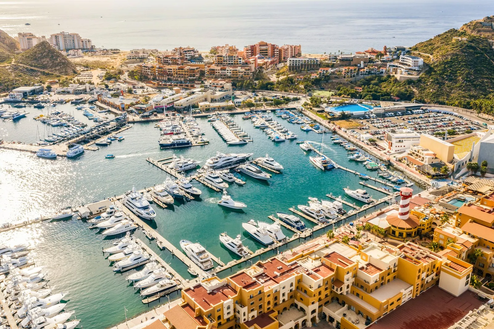 The Cabo San Lucas marina from above